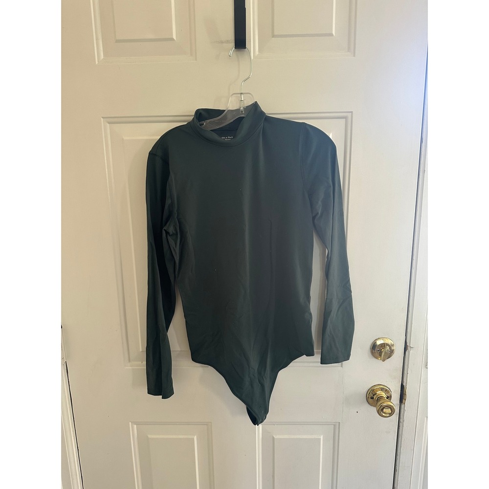 Abercrombie & Fitch Soft AF Collection Mock Neck Long Sleeve Bodysuit Green L